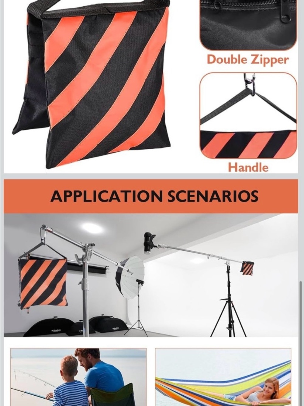 Striped Sandbag Weight Bag -‎ Black & Orange